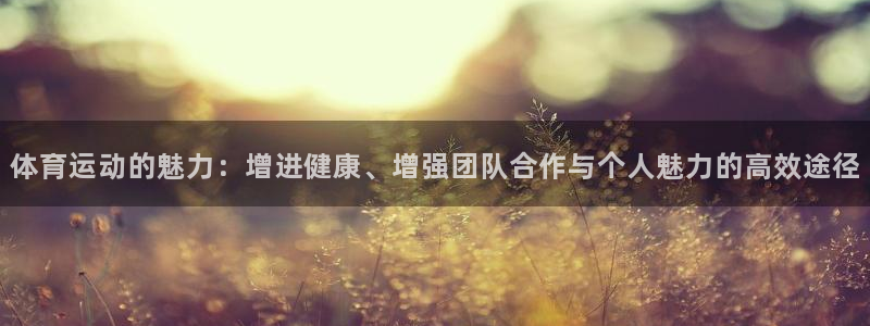 三亿体育登录：体育运动的魅力：增进健康、增强团队合作与个人魅力的高效途径